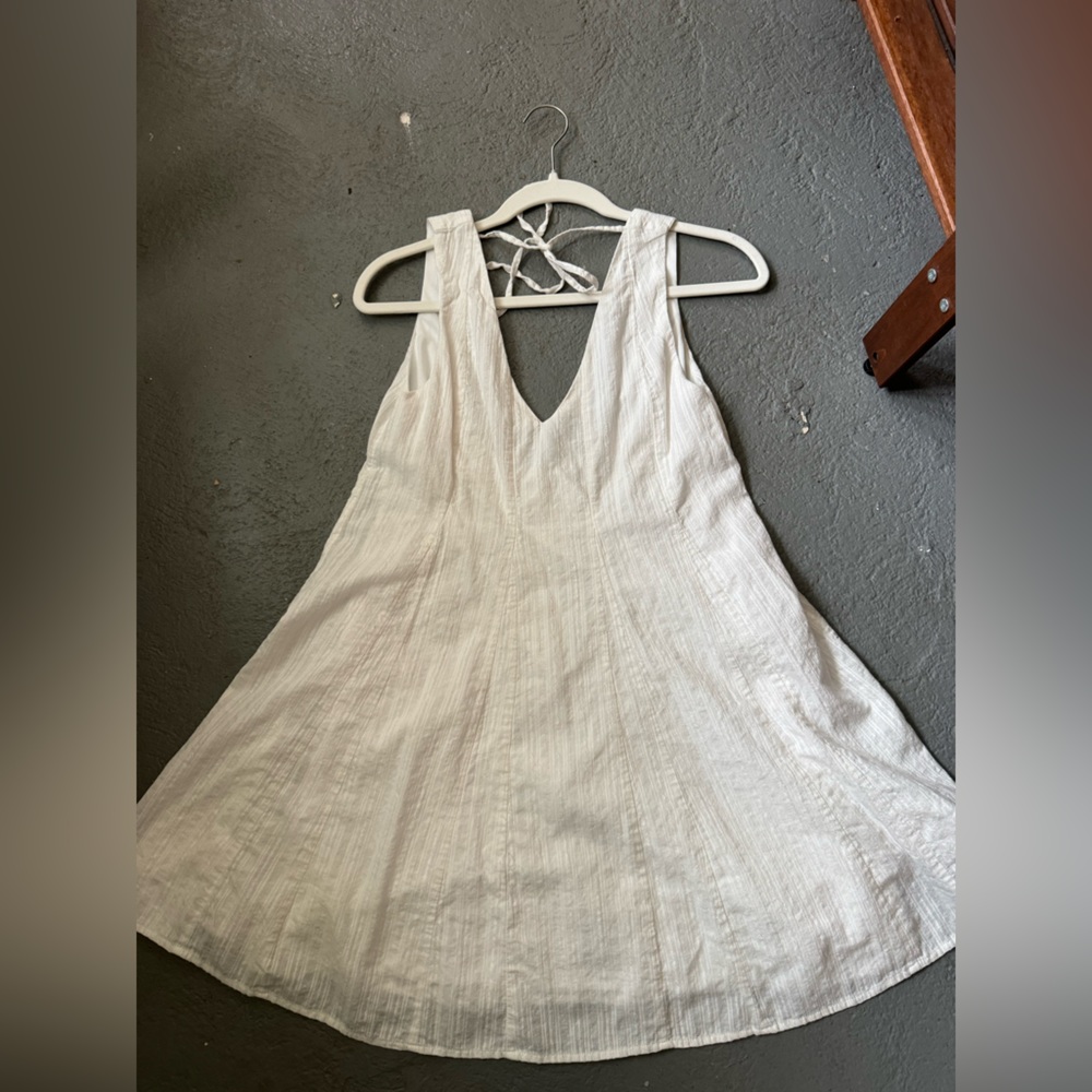 White V-Neck Mini Dress
